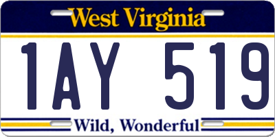 WV license plate 1AY519