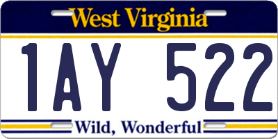 WV license plate 1AY522
