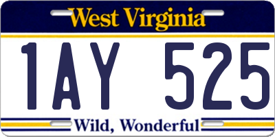 WV license plate 1AY525