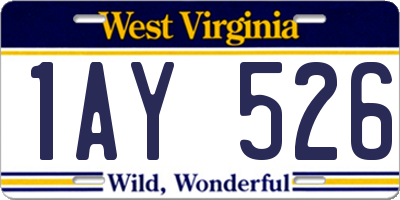 WV license plate 1AY526
