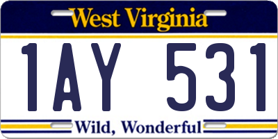 WV license plate 1AY531
