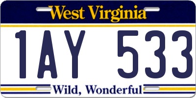WV license plate 1AY533