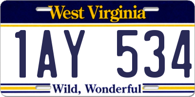 WV license plate 1AY534