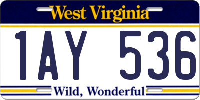 WV license plate 1AY536