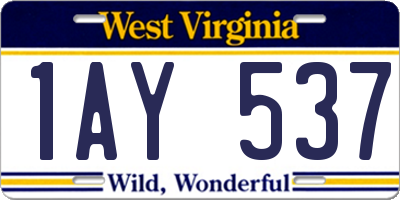 WV license plate 1AY537
