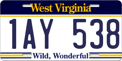 WV license plate 1AY538
