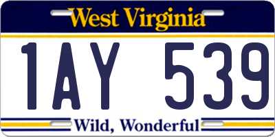 WV license plate 1AY539