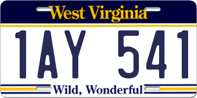 WV license plate 1AY541