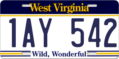 WV license plate 1AY542