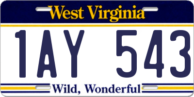 WV license plate 1AY543