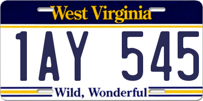 WV license plate 1AY545