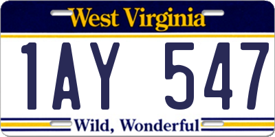WV license plate 1AY547