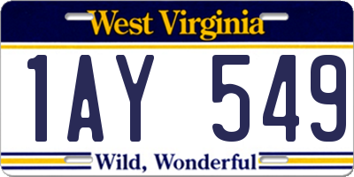 WV license plate 1AY549