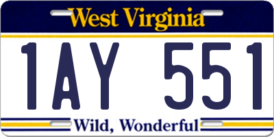 WV license plate 1AY551