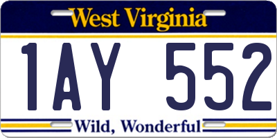 WV license plate 1AY552
