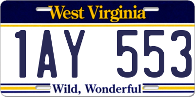WV license plate 1AY553