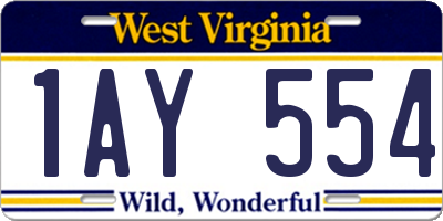 WV license plate 1AY554