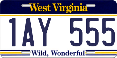 WV license plate 1AY555