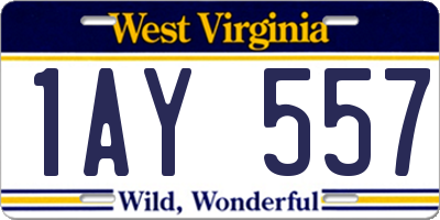 WV license plate 1AY557