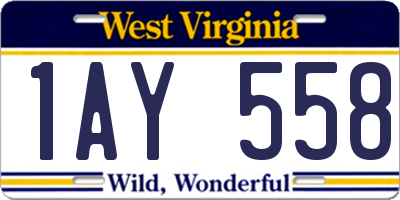 WV license plate 1AY558