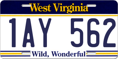 WV license plate 1AY562