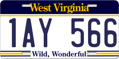 WV license plate 1AY566