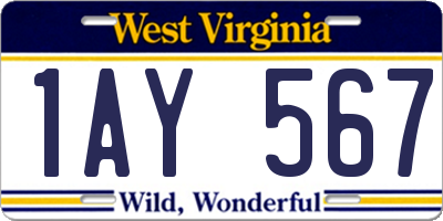 WV license plate 1AY567