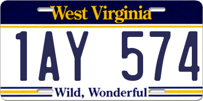 WV license plate 1AY574