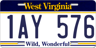 WV license plate 1AY576