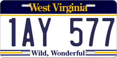 WV license plate 1AY577