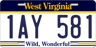 WV license plate 1AY581