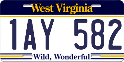 WV license plate 1AY582