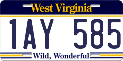 WV license plate 1AY585