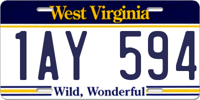 WV license plate 1AY594