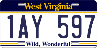 WV license plate 1AY597