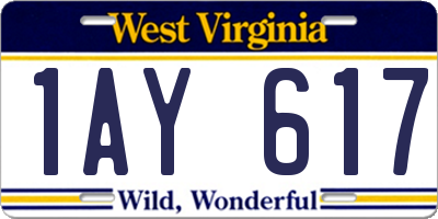 WV license plate 1AY617