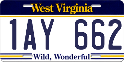 WV license plate 1AY662