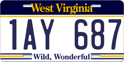 WV license plate 1AY687