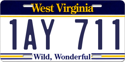 WV license plate 1AY711
