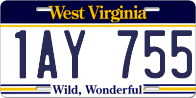 WV license plate 1AY755