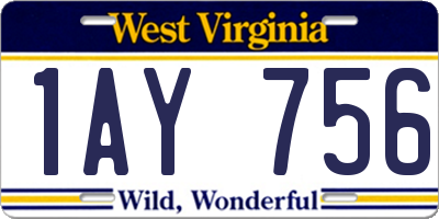 WV license plate 1AY756