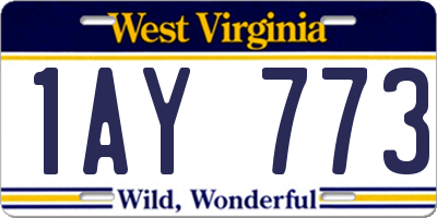 WV license plate 1AY773