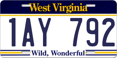 WV license plate 1AY792
