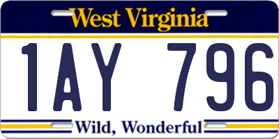 WV license plate 1AY796