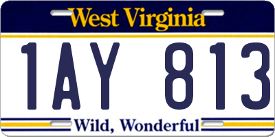 WV license plate 1AY813