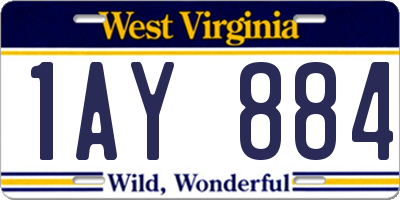 WV license plate 1AY884