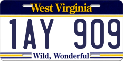 WV license plate 1AY909