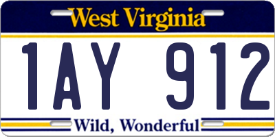WV license plate 1AY912