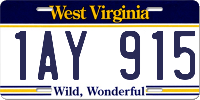 WV license plate 1AY915