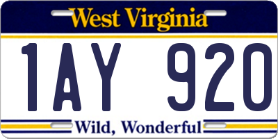 WV license plate 1AY920